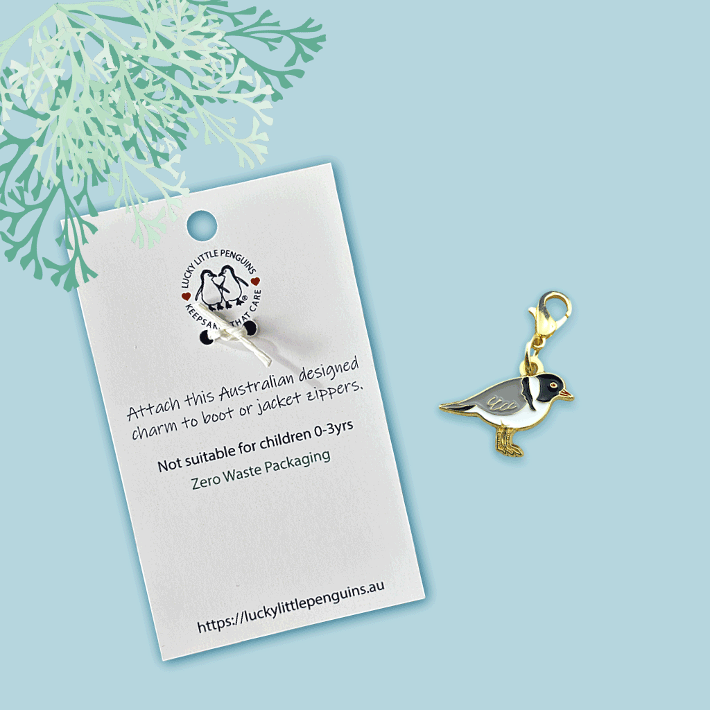 hooded plover charm packaging reverse
