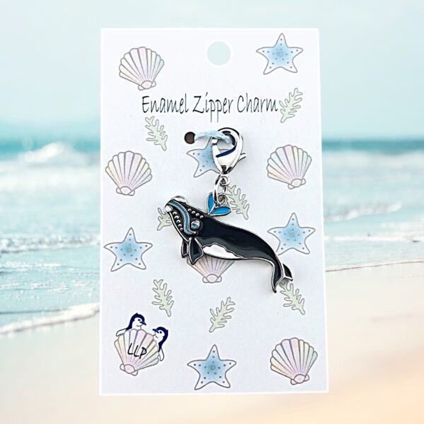 southern right whale attached to beach themed packaging.