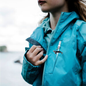 southern right whale on girl's jacket