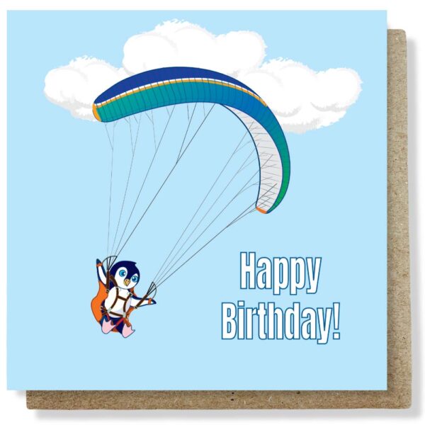 Happy Paragliding Penguin Card