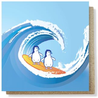 surfing penguins card