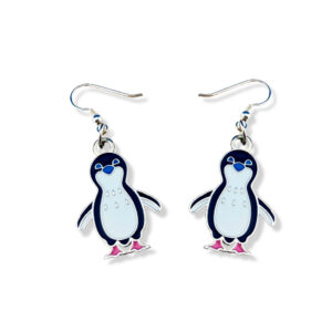 penguin earrings enamel