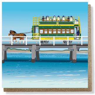 penguin tram ride greeting card