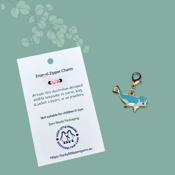 sea lion charm with packaging reverse