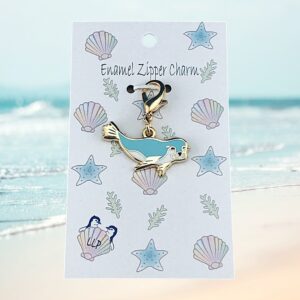 sea lion charm attached to beach themed display card