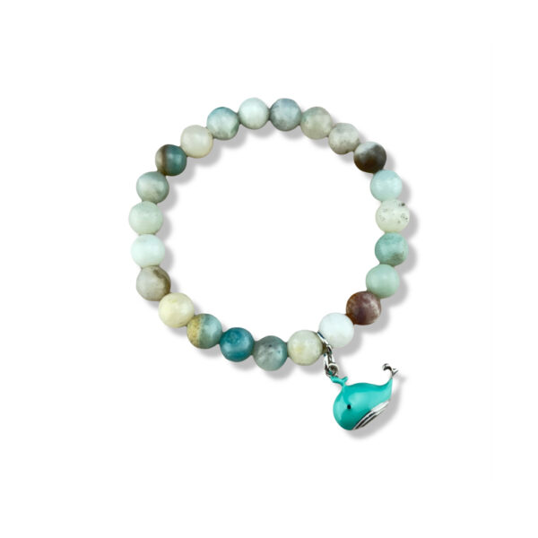 gemstone beaded bracelet with whale-charm