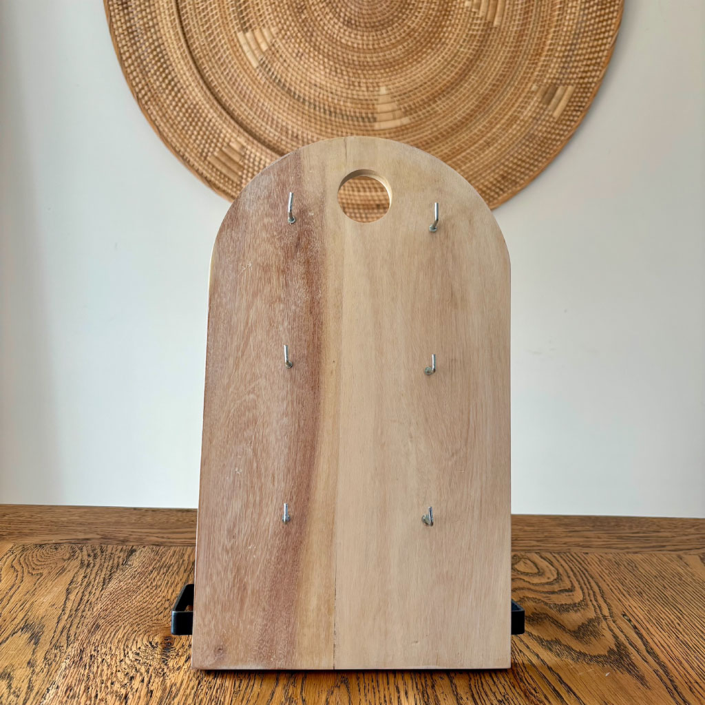 small wooden hook board