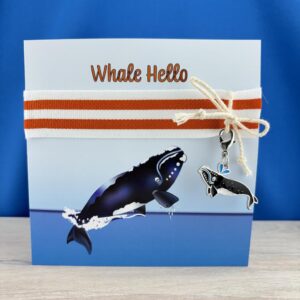 Whale Hello Card, with whale charm.