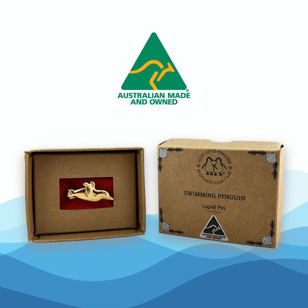 gold-plated penguin lapel pin gift boxed