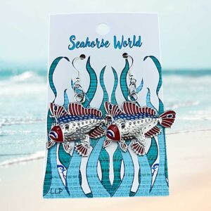 red handfish earrings