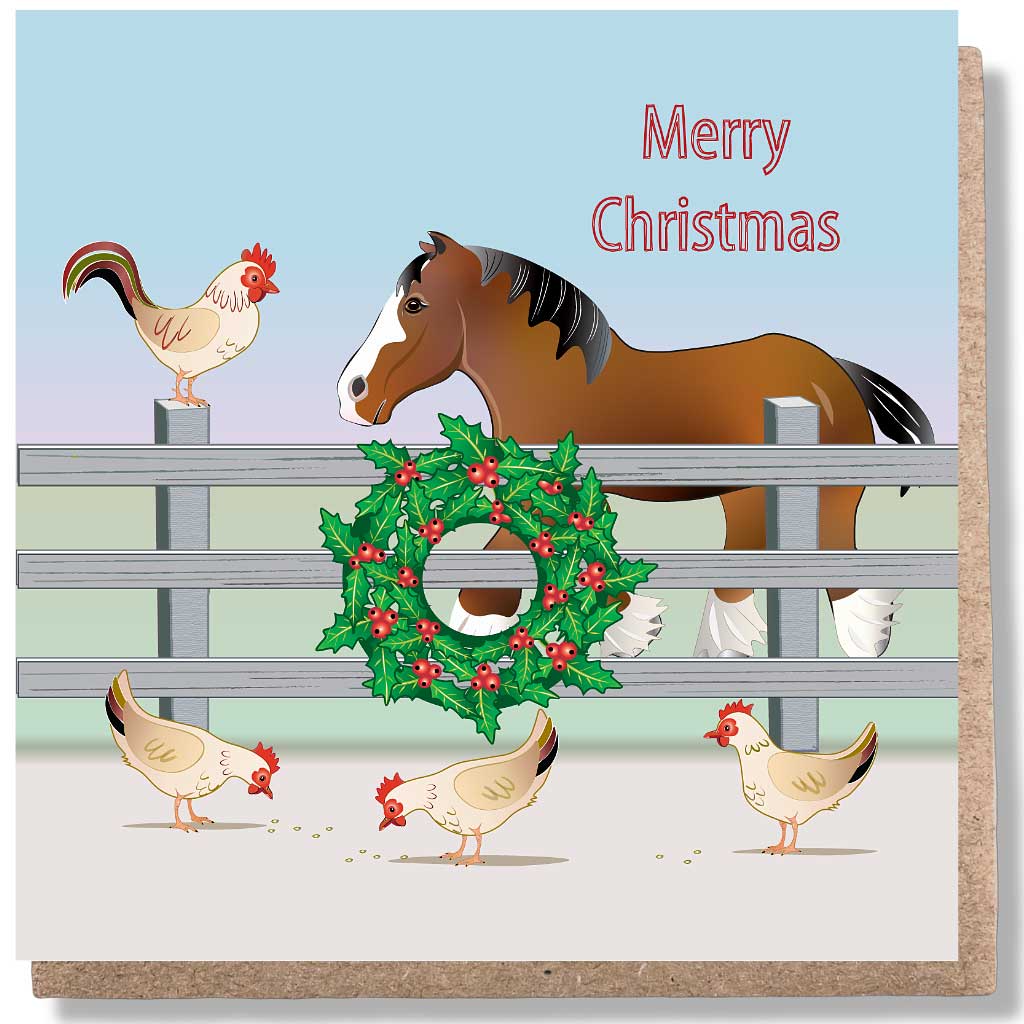 holly farms Christmas card front